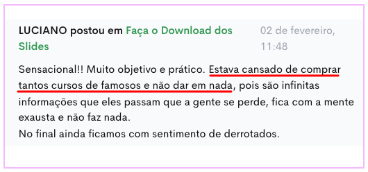 Depoimento real de aluno