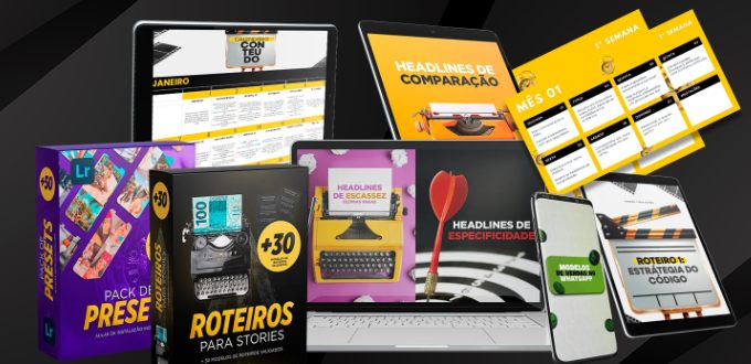 Pack de templates, roteiros e bônus inclusos